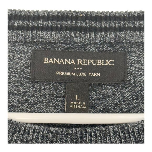 Banana Republic Men Premium Luxe Yarn Black-Gray Sweater SZ L Pullover Crew Neck - Picture 11 of 14